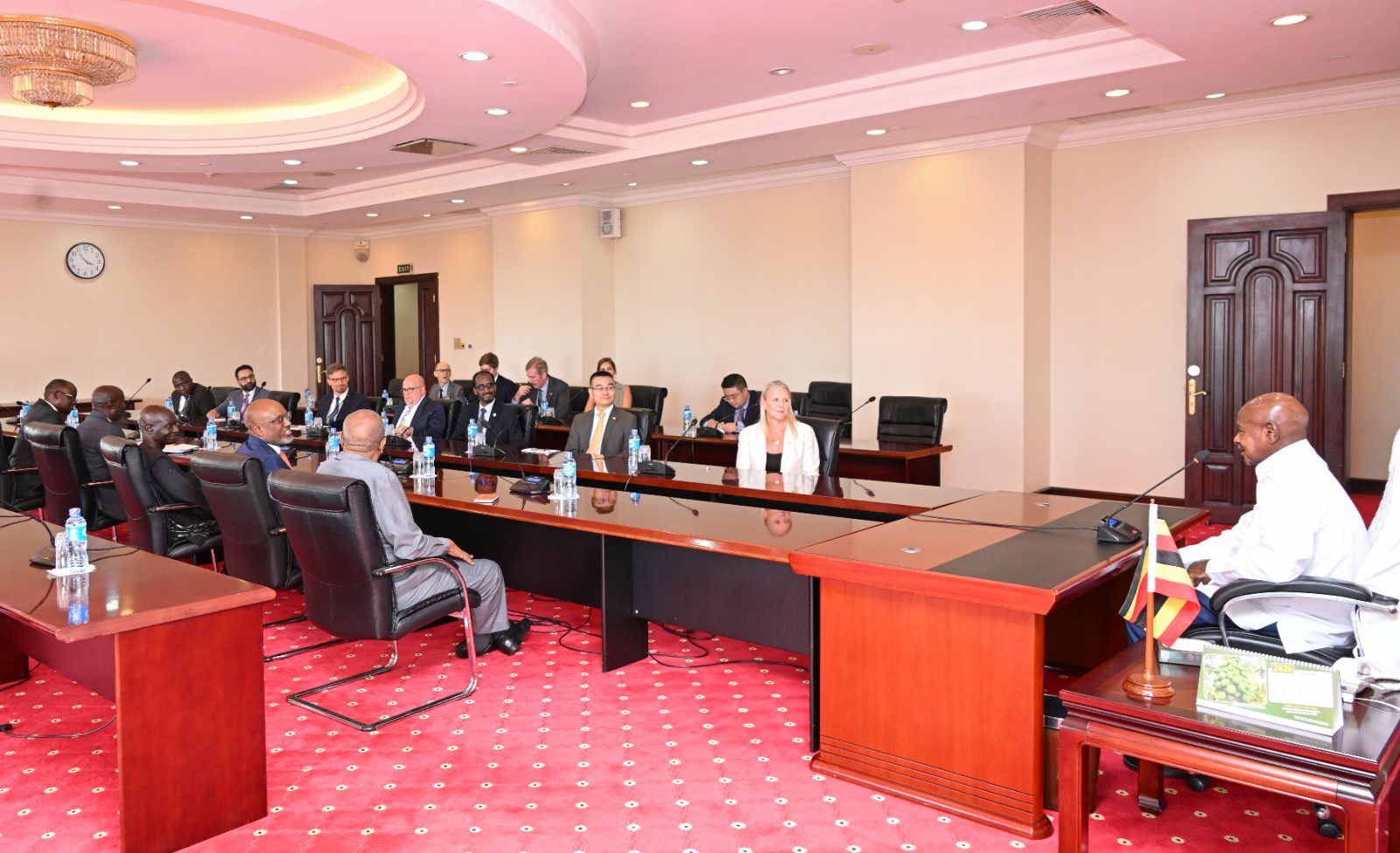 President Yoweri Museveni and Ambassador Olara Otunnu during discussions highlighting Uganda’s support for African leadership and global representation.
