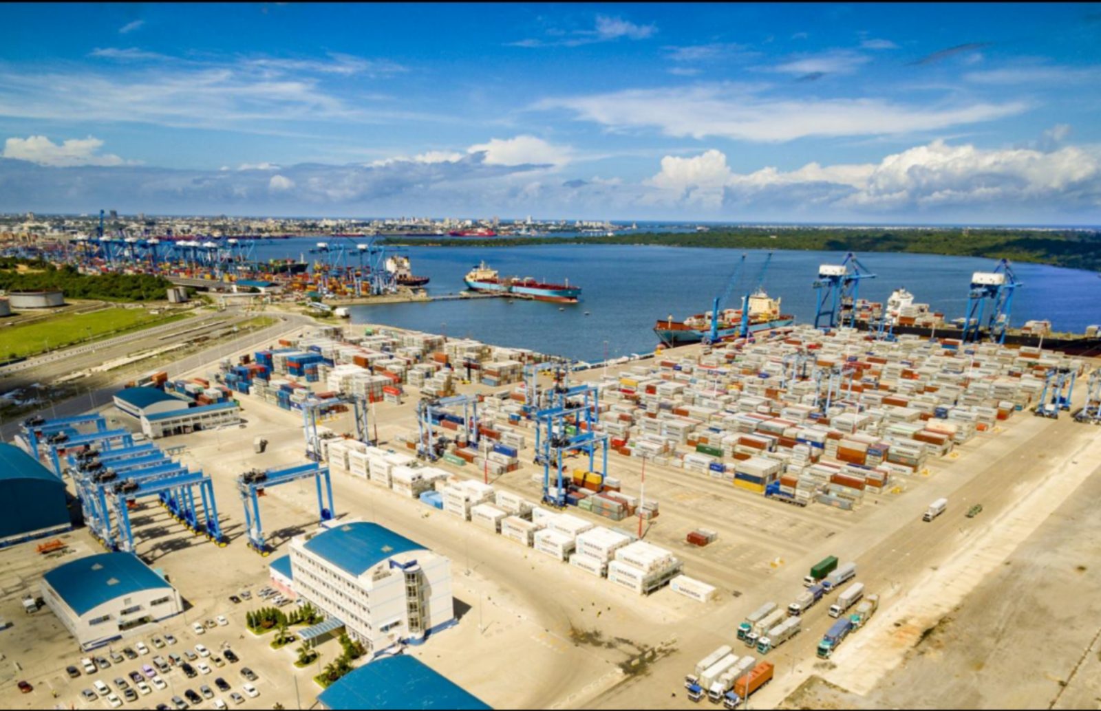 Cargo ships and containers at Mombasa Port on Kenya’s Indian Ocean coast