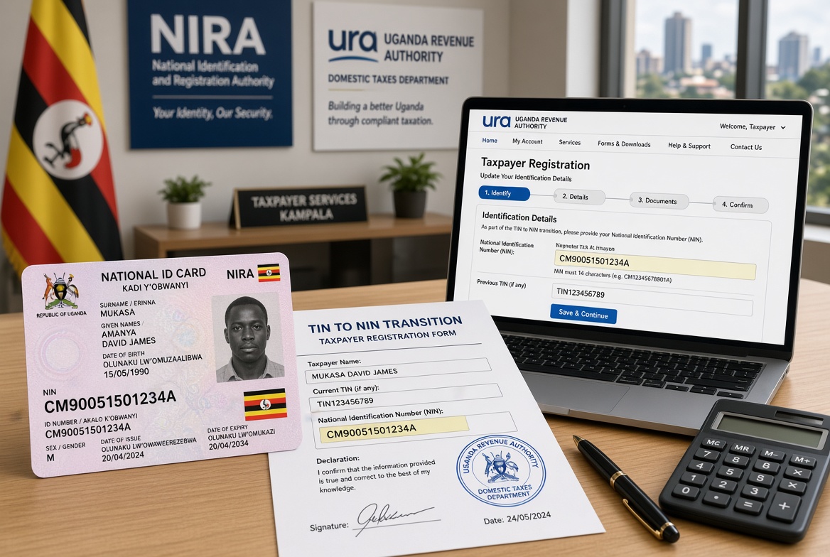Ugandan taxpayer using a National Identification Number as the country moves to phase out separate Tax Identification Numbers
