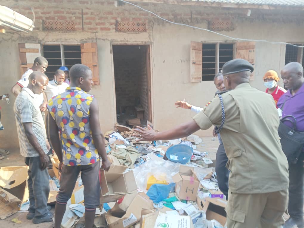 Suspected government drugs and medical equipment marked “Not for Sale” recovered by Police in Kamuli District.