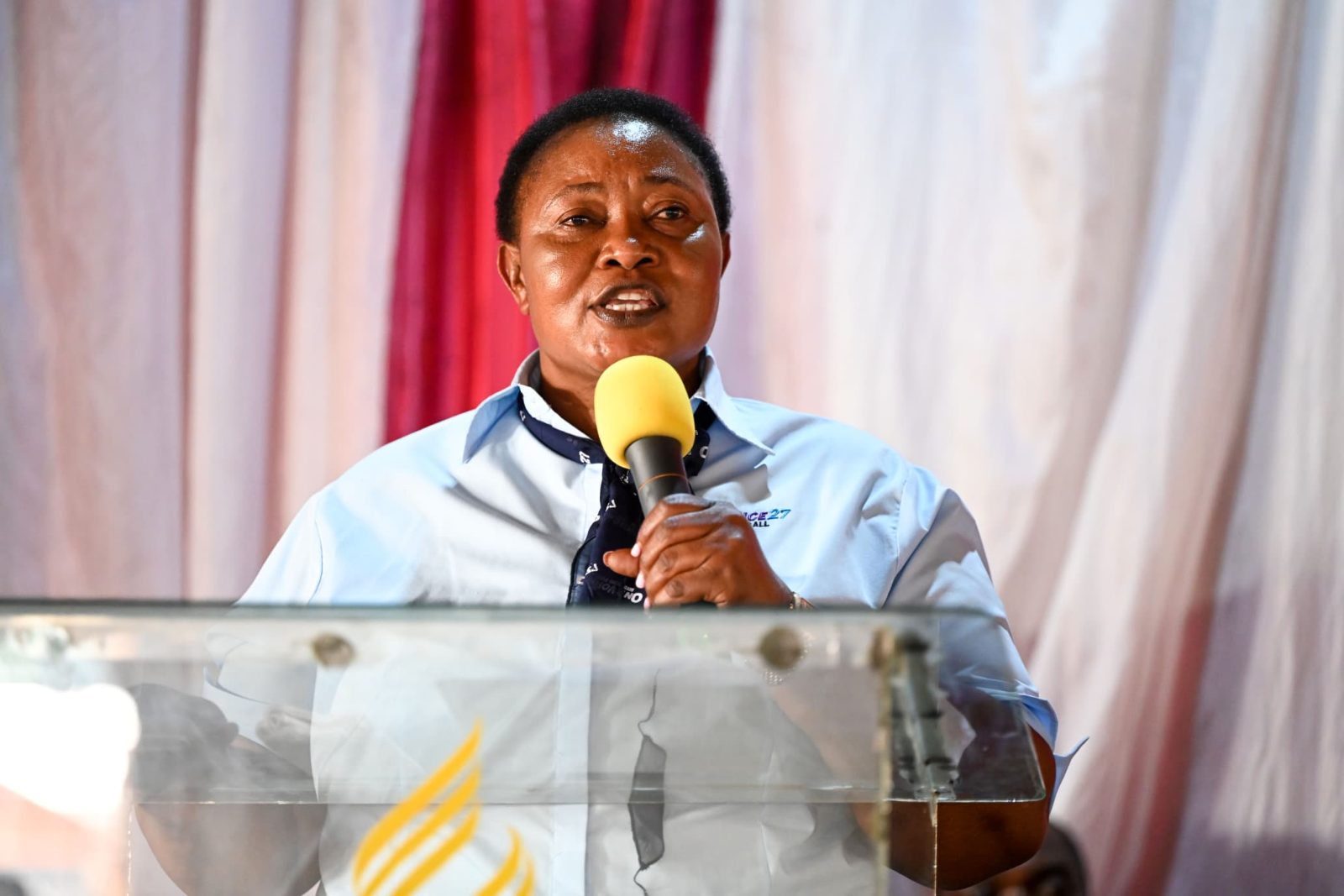 Minister for the Presidency Milly Babirye Babalanda speaks to believers during the One Voice27 launch at Iganga SDA Church.