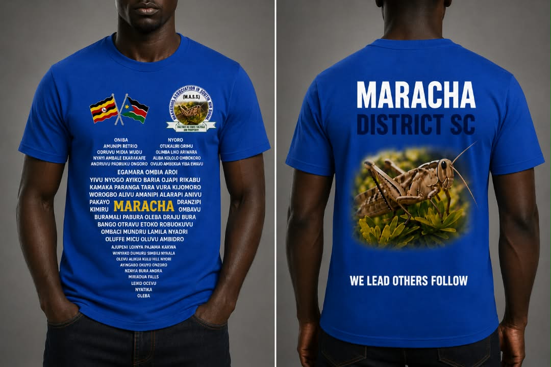 Maracha District football team jersey prepared for the West Nile Association tournament in South Sudan.