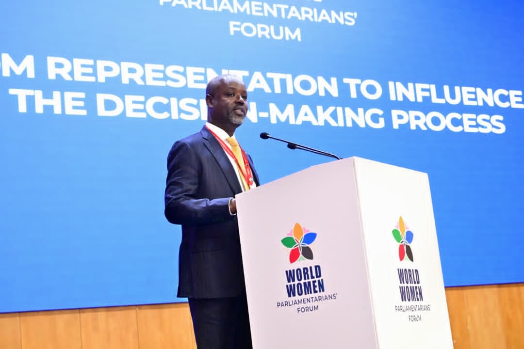 Uganda’s Deputy Speaker Thomas Tayebwa leads the Ugandan delegation at the World Women Parliamentarians Forum in Ulaanbaatar, Mongolia, discussing women’s representation and influence in decision-making.