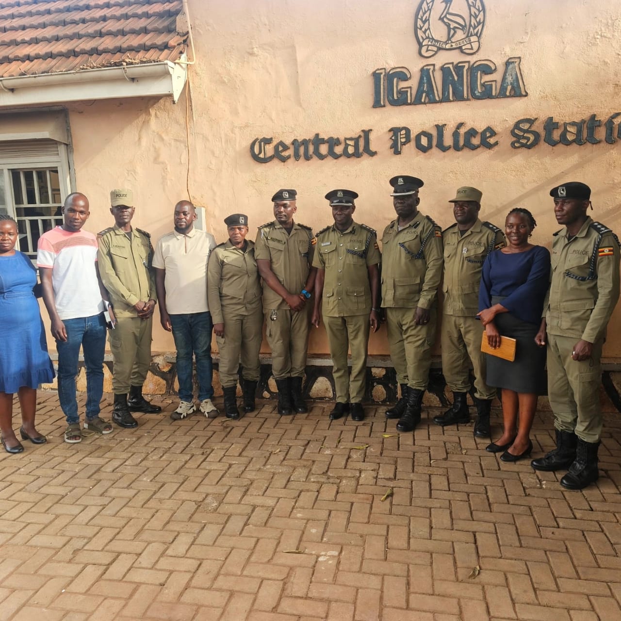 Busoga East police boss standing with fellow police officers during security preparations ahead of the festive season.