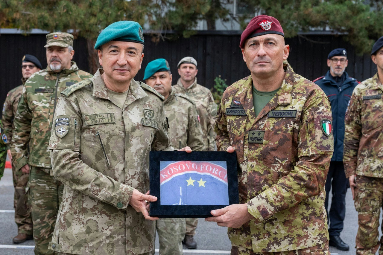 Major General Roberto Vergori of Italy assumes command of NATO-led KFOR in Kosovo during a change of command ceremony at KFOR Headquarters in Pristina on 14 October 2026.
