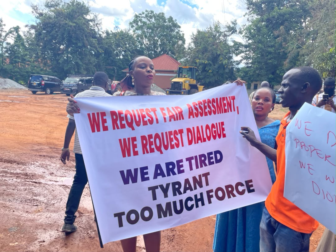 Vendors gathered in Iganga Municipality to protest against disputed tax demands and the conduct of the municipal tax enforcement team.
